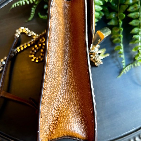 DKNY Tan Leather Crossbody with Gold Accents - Picture 8 of 13